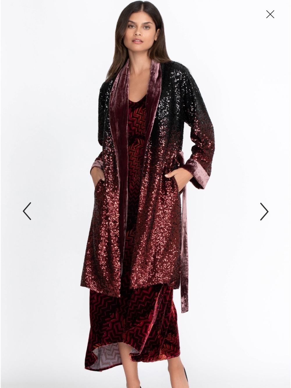 Johnny Was Sequin  Burgundy Alexia Kimono size small